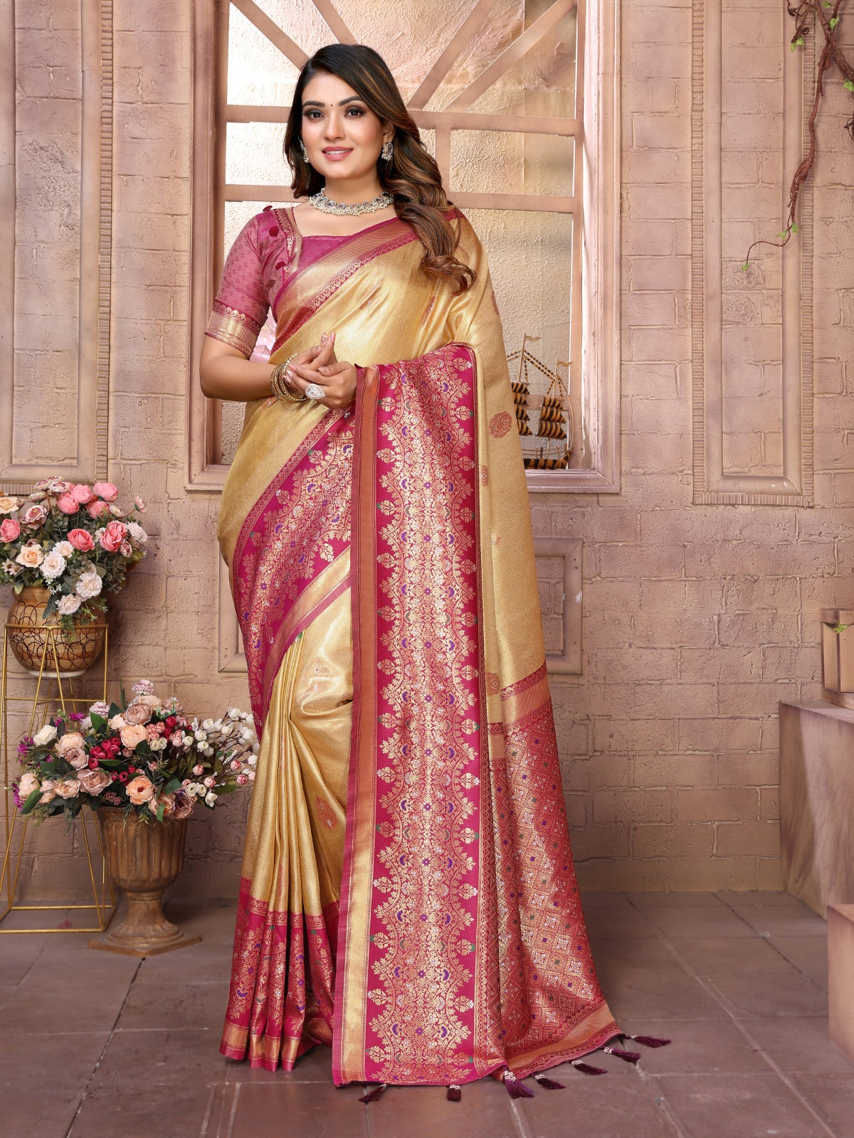 Kanjivaram Banarasi Tissue Silk Saree