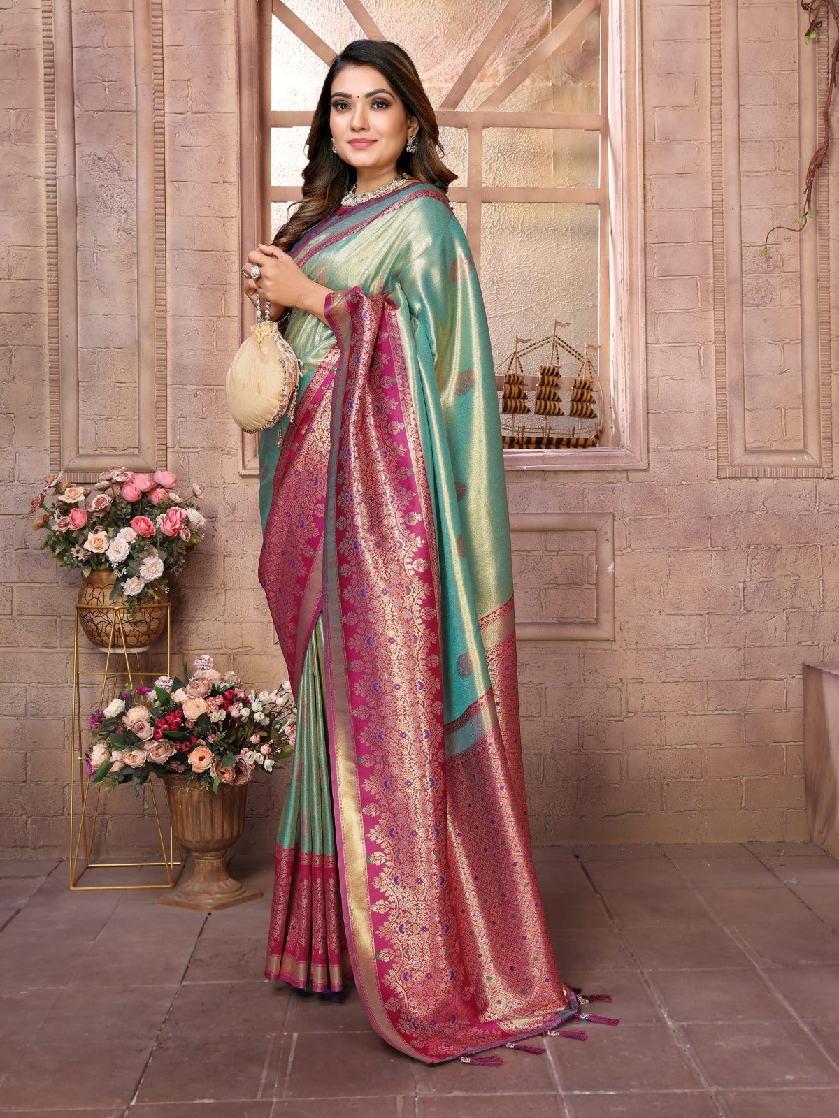 Kanjivaram Banarasi Tissue Silk Saree