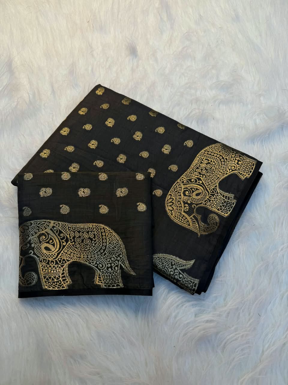 Viscose Tussar Silk Saree with Zari Borders & Chit Pallu