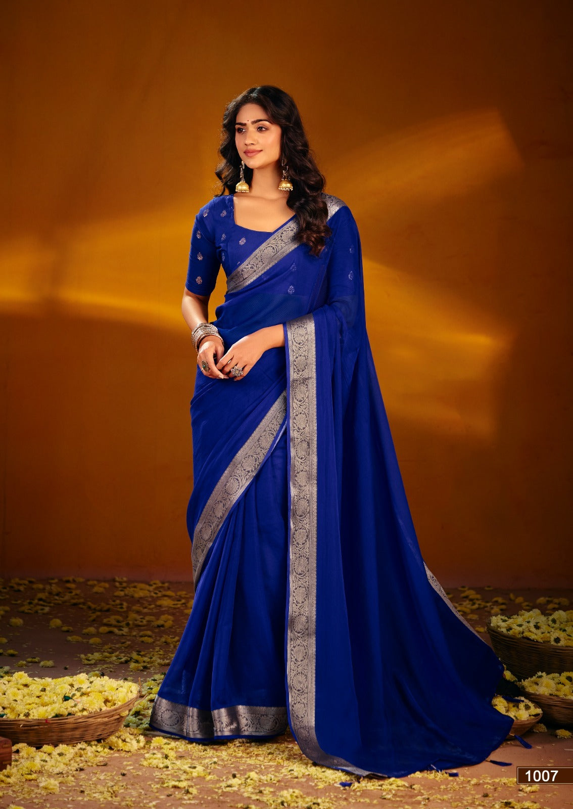 Chiffon Silk Saree with Jacquard Zari Borders