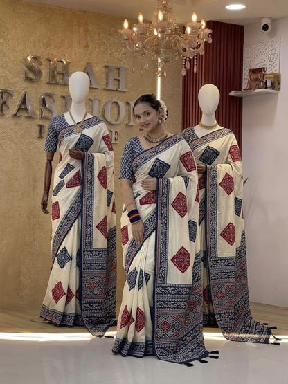 Bandhini Modal Crepe Silk Saree with Real Mirror Work