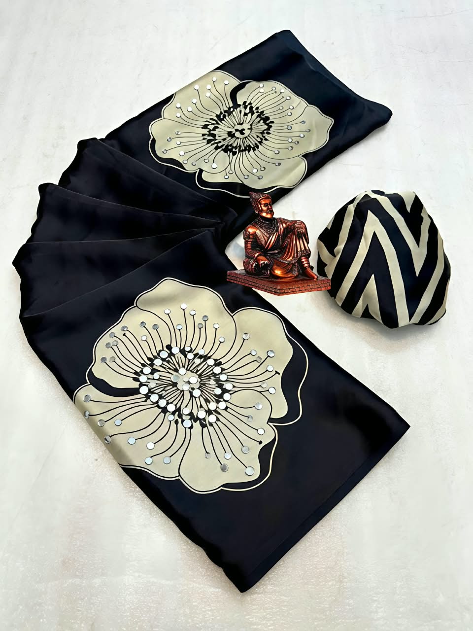 Crepe Silk Mirror Work Saree