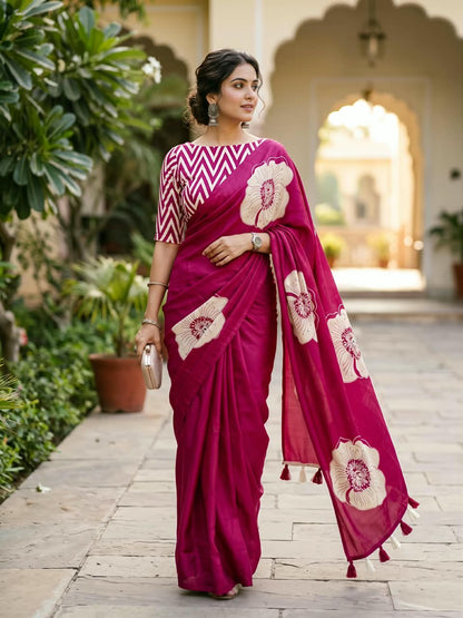 Crepe Silk Mirror Work Saree
