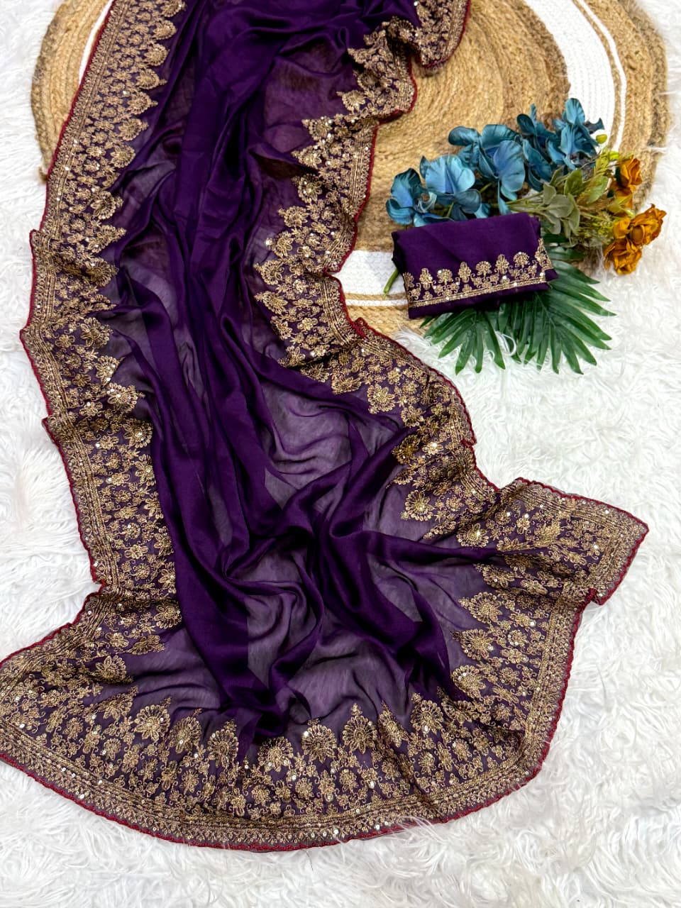 Rangoli Silk Saree with Sequence & Coding Embroidery
