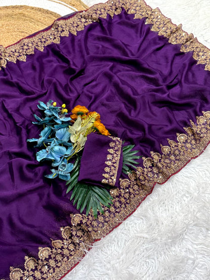 Rangoli Silk Saree with Sequence & Coding Embroidery