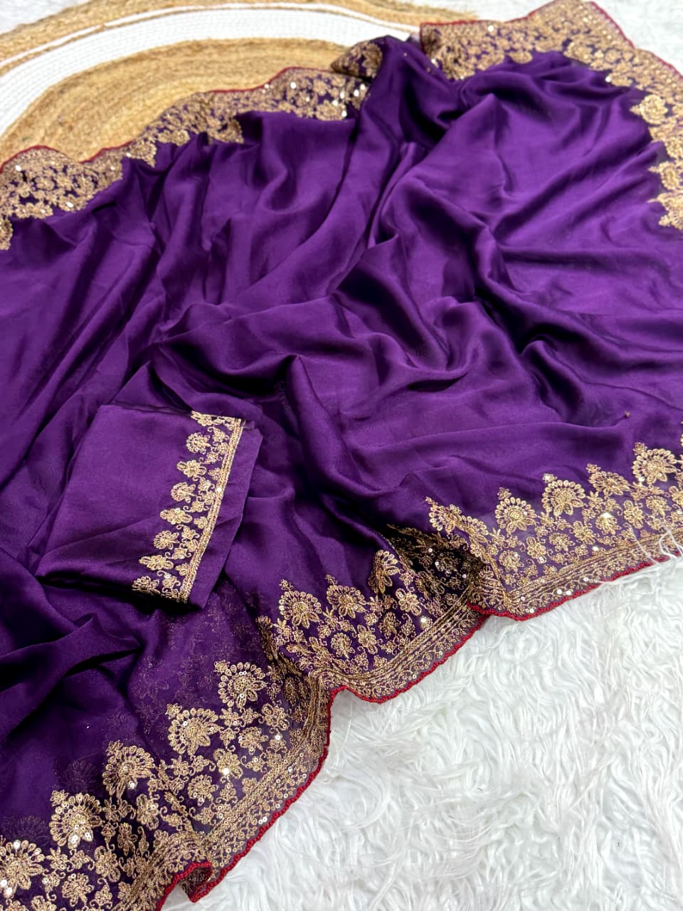Rangoli Silk Saree with Sequence & Coding Embroidery