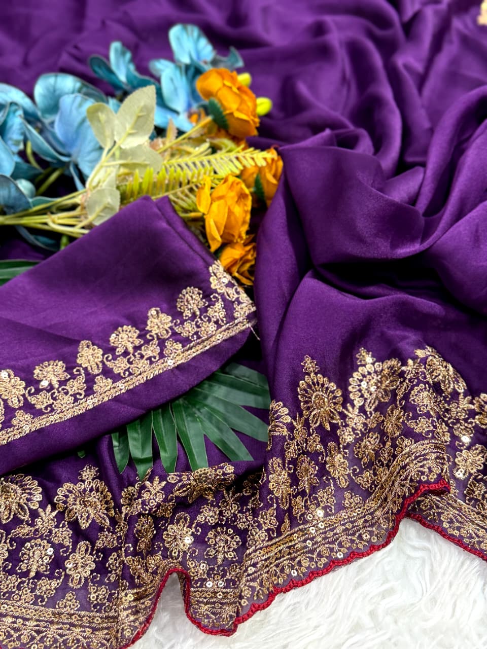 Rangoli Silk Saree with Sequence & Coding Embroidery