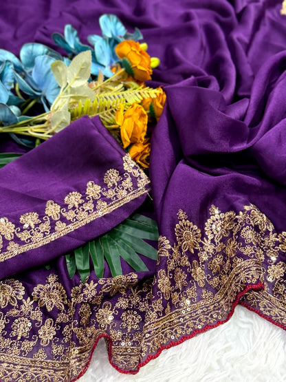Rangoli Silk Saree with Sequence & Coding Embroidery
