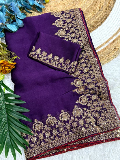 Rangoli Silk Saree with Sequence & Coding Embroidery