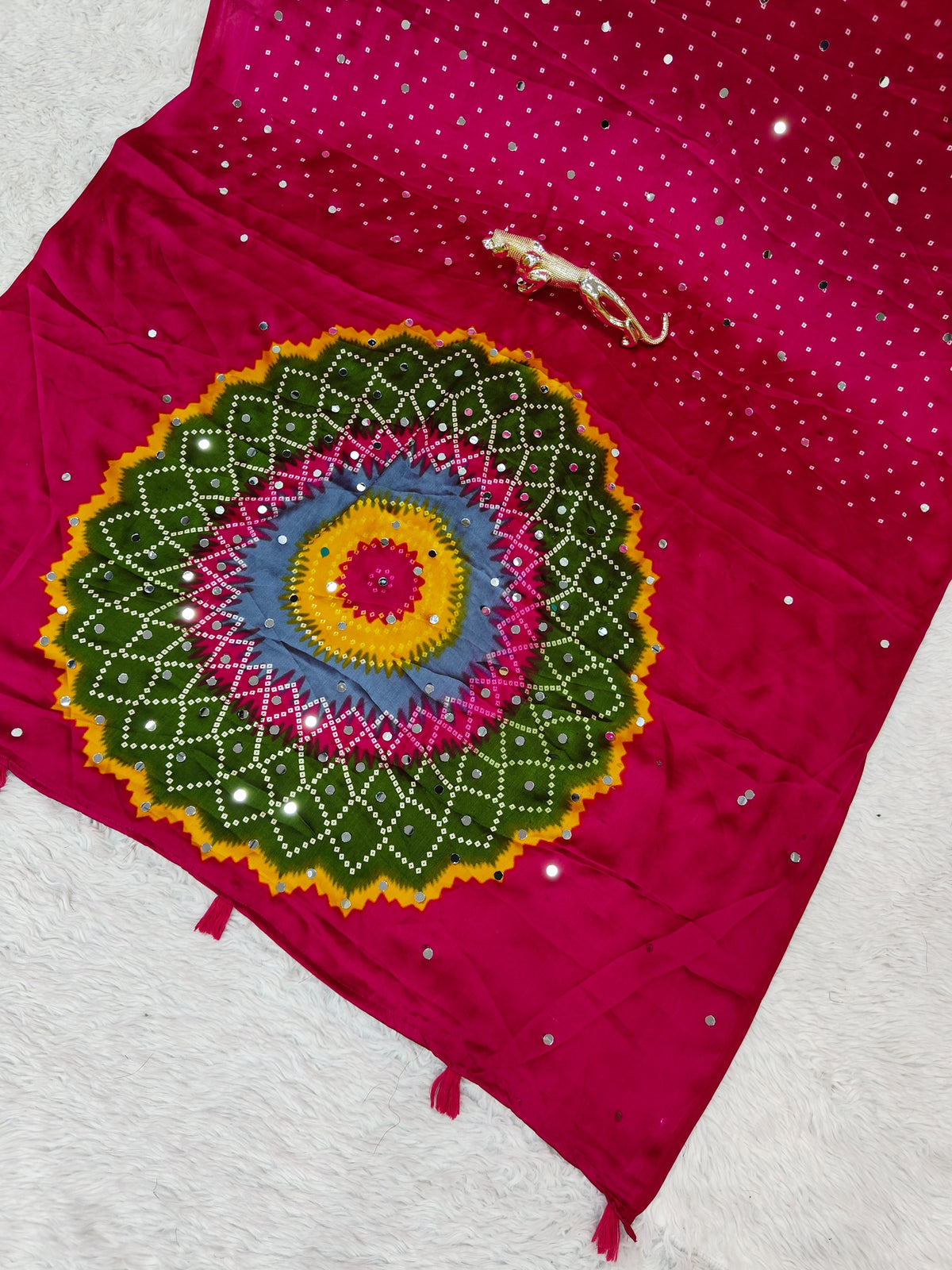 Modal Crepe Silk Mirror Work Saree