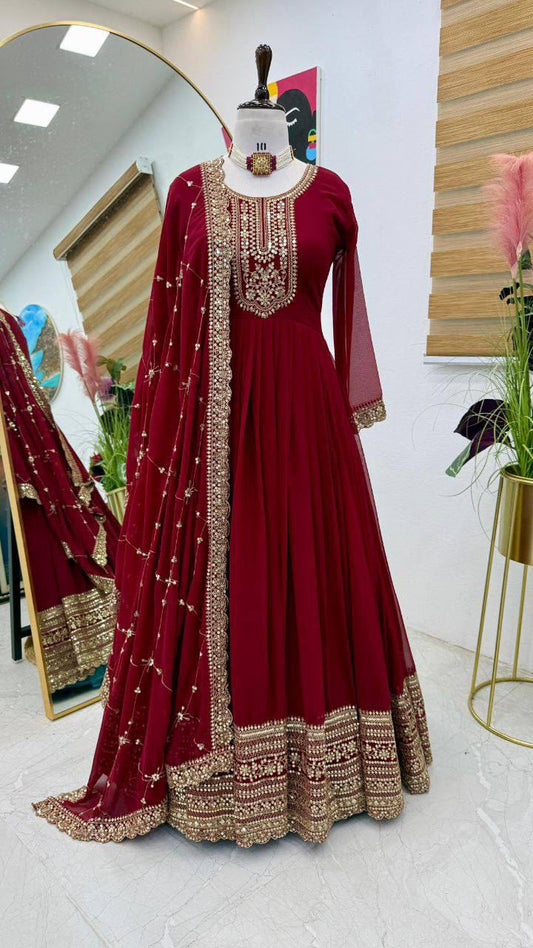Readymade Georgette Sequin Embroidered Flared Sui