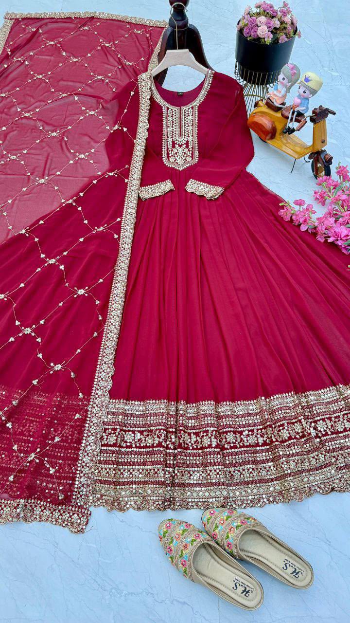 Readymade Georgette Sequin Embroidered Flared Sui