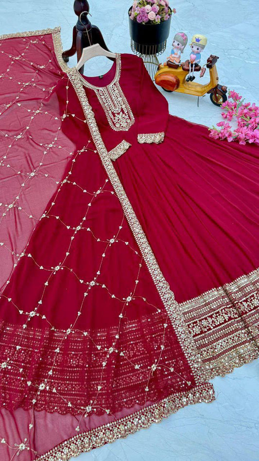 Readymade Georgette Sequin Embroidered Flared Sui