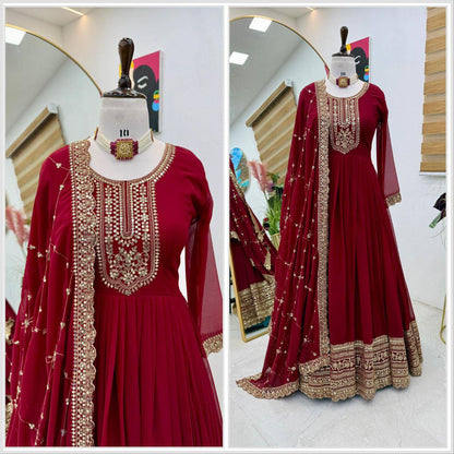 Readymade Georgette Sequin Embroidered Flared Sui