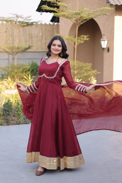 Readymade Crunchy Georgette Silk Suit with Sequin Embroidery & Real Mirror Work