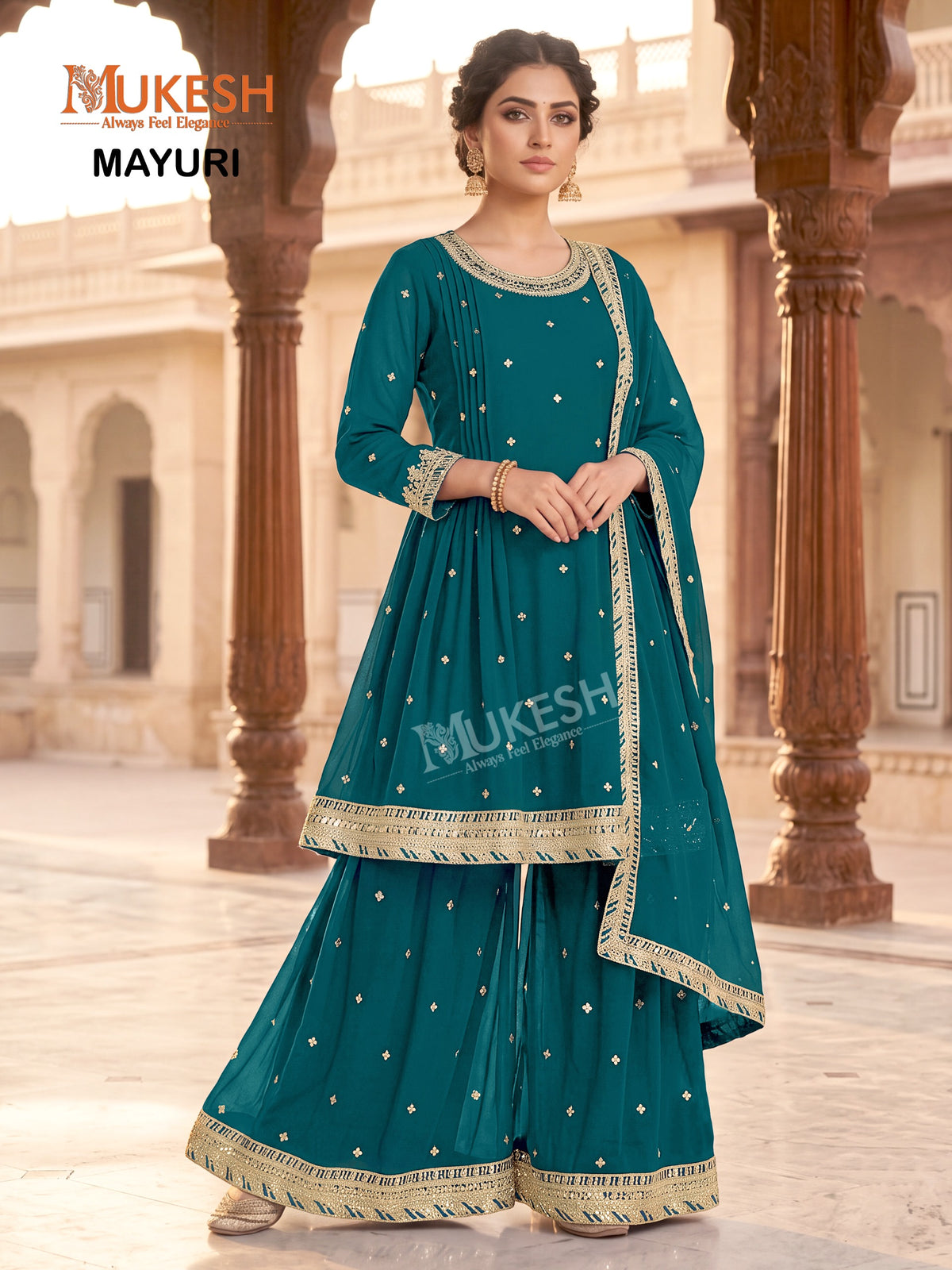 Readymade Georgette Sequin Embroidered Palazzo Suit