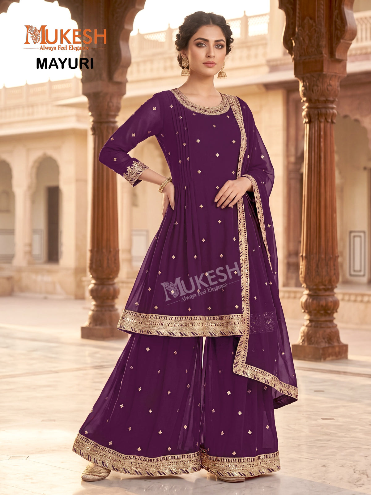 Readymade Georgette Sequin Embroidered Palazzo Suit