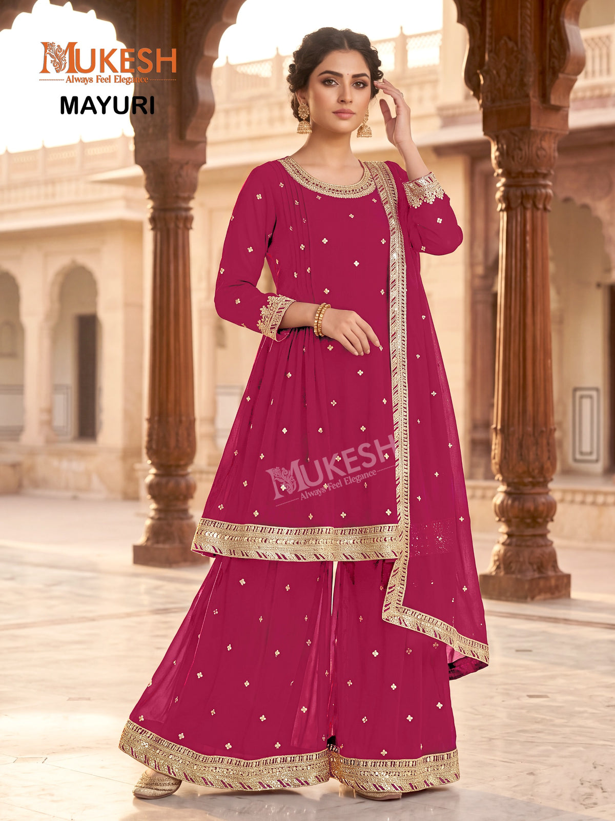 Readymade Georgette Sequin Embroidered Palazzo Suit