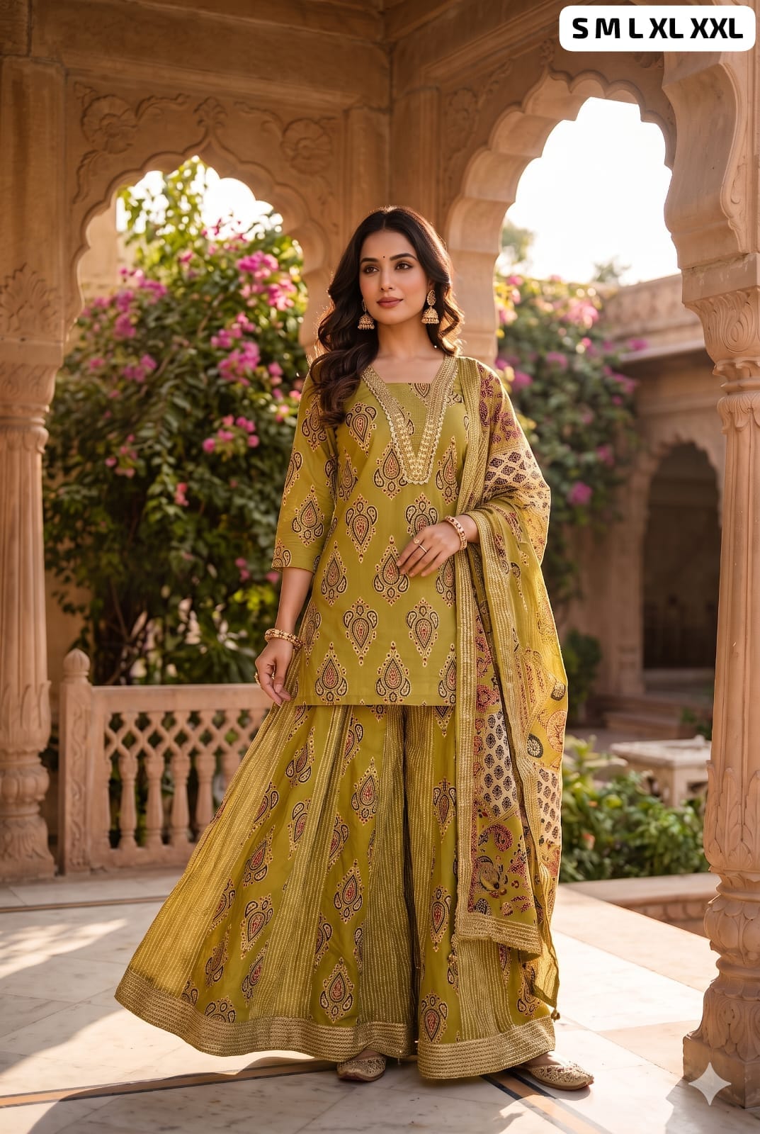 Readymade Cotton Kurti, Skirt & Dupatta Set