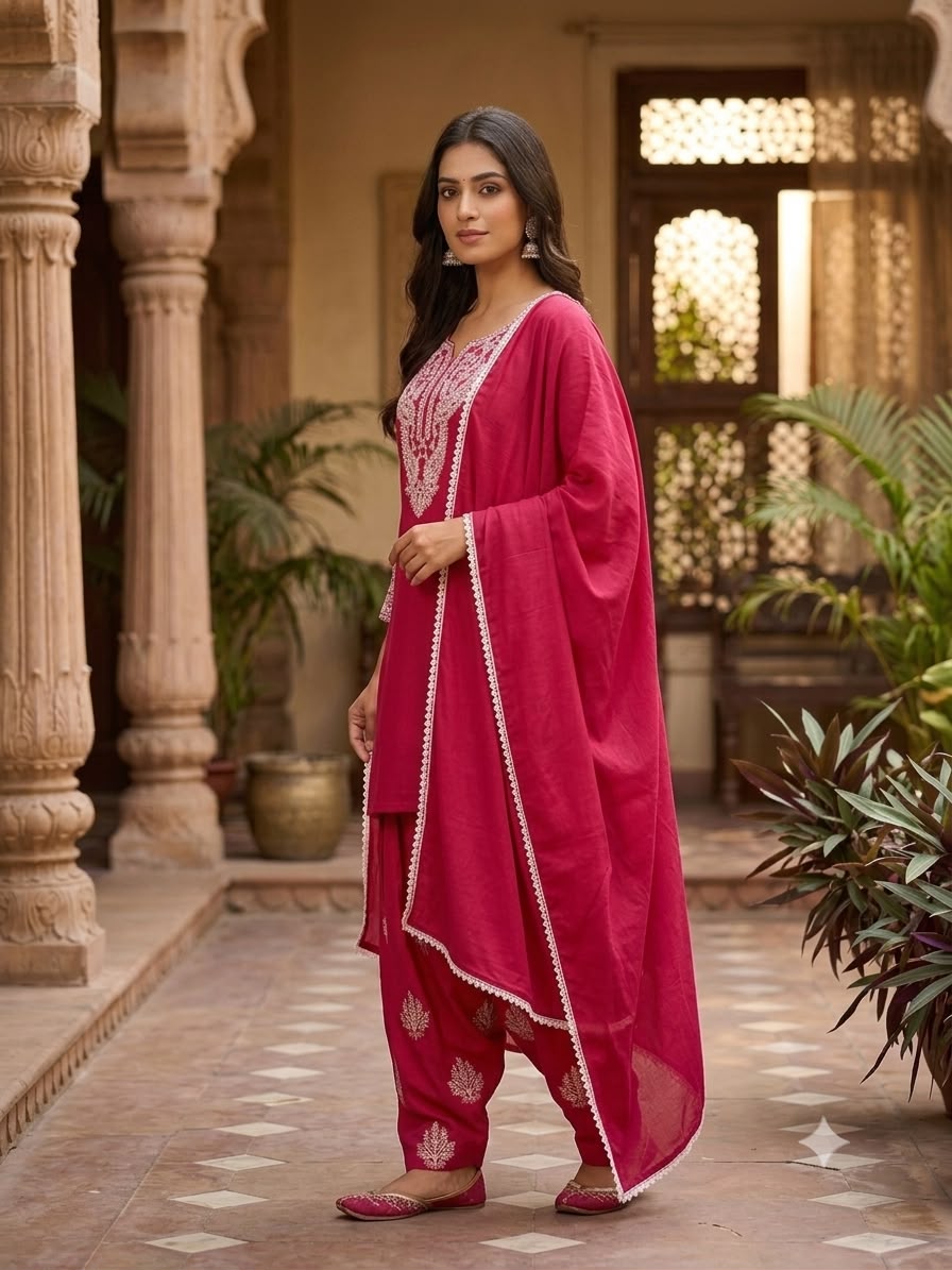 Readymade HO Silk Embroidered Three-Piece Suit Set