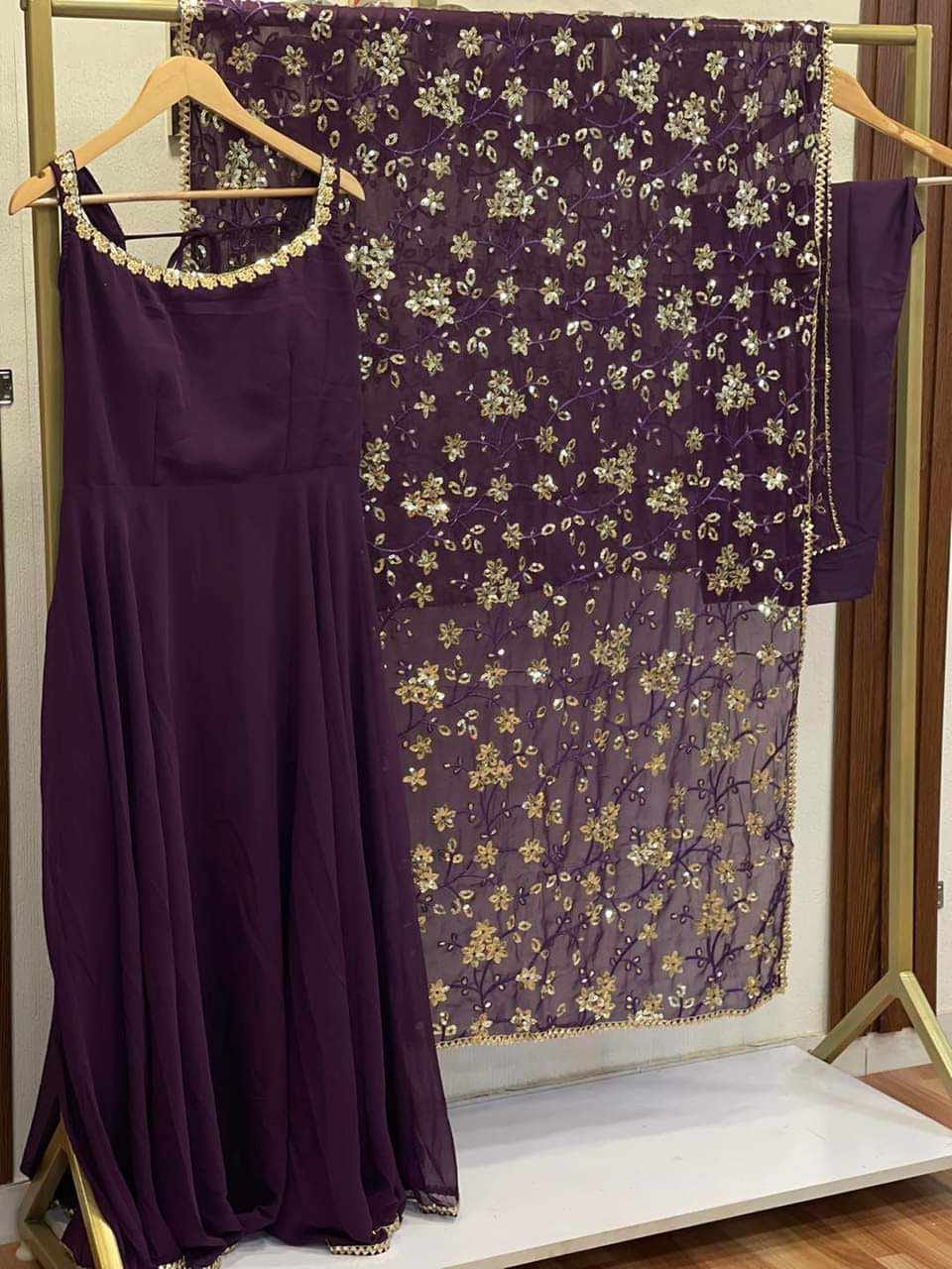 Georgette Gown with Sequin Embroidered Dupatta – Large Size