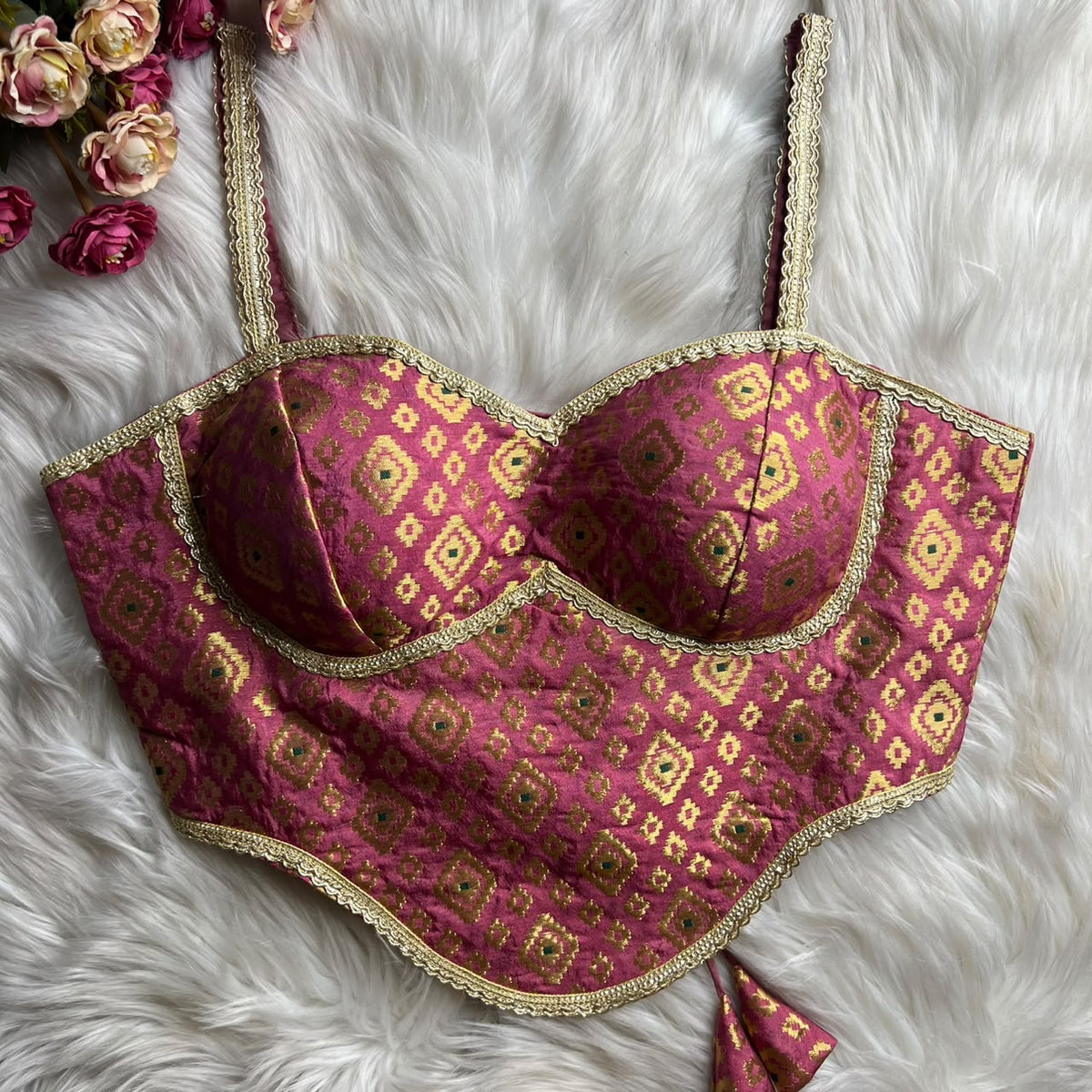 Readymade Brocade Silk Corset Blouse