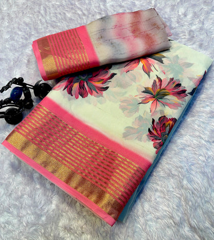 Soft Georgette Saree with Jacquard Zari Borders – 65 AED