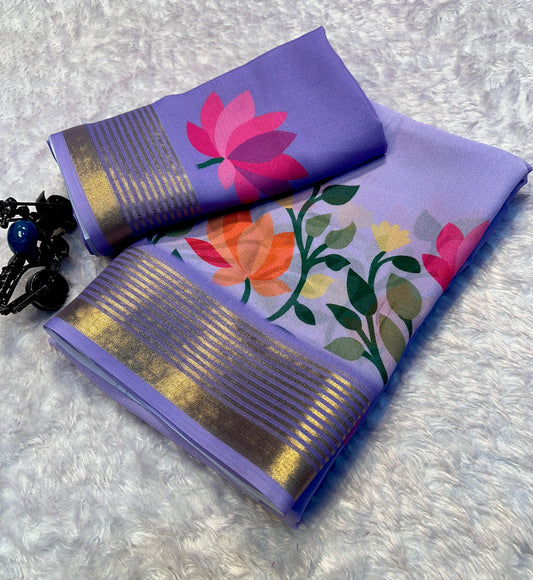 Soft Georgette Saree with Jacquard Zari Borders – 65 AED