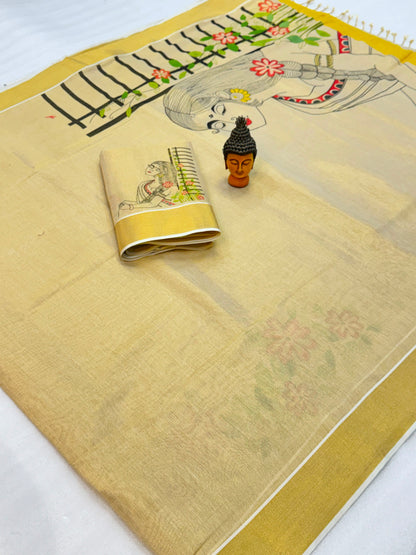 Kerala Tissue Saree with Digital Motif Prints – 79 AED