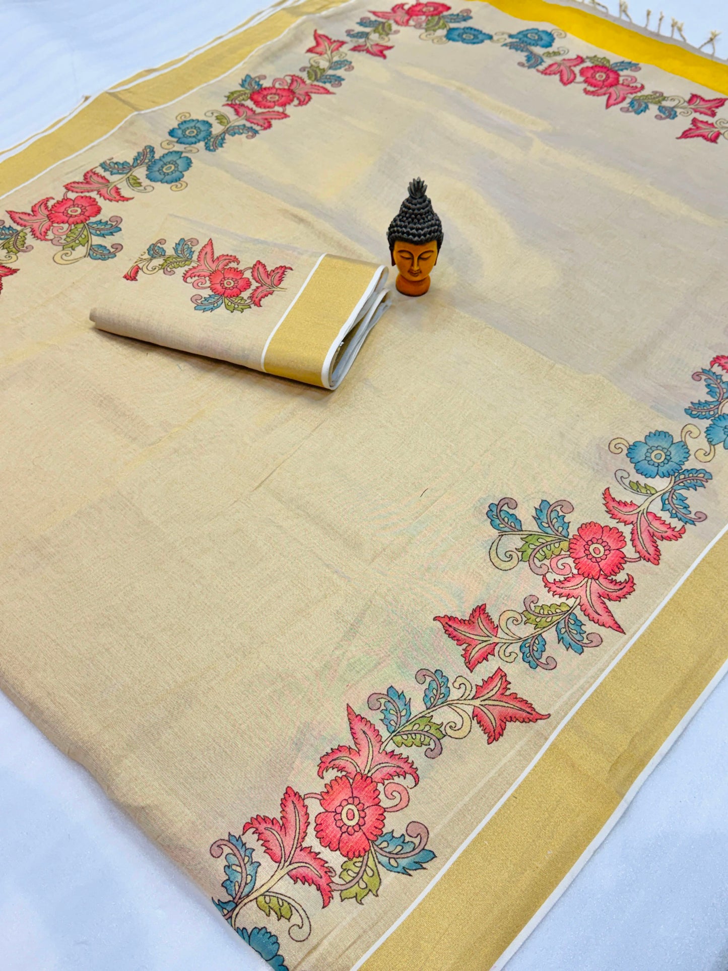 Kerala Tissue Saree with Digital Motif Prints – 79 AED