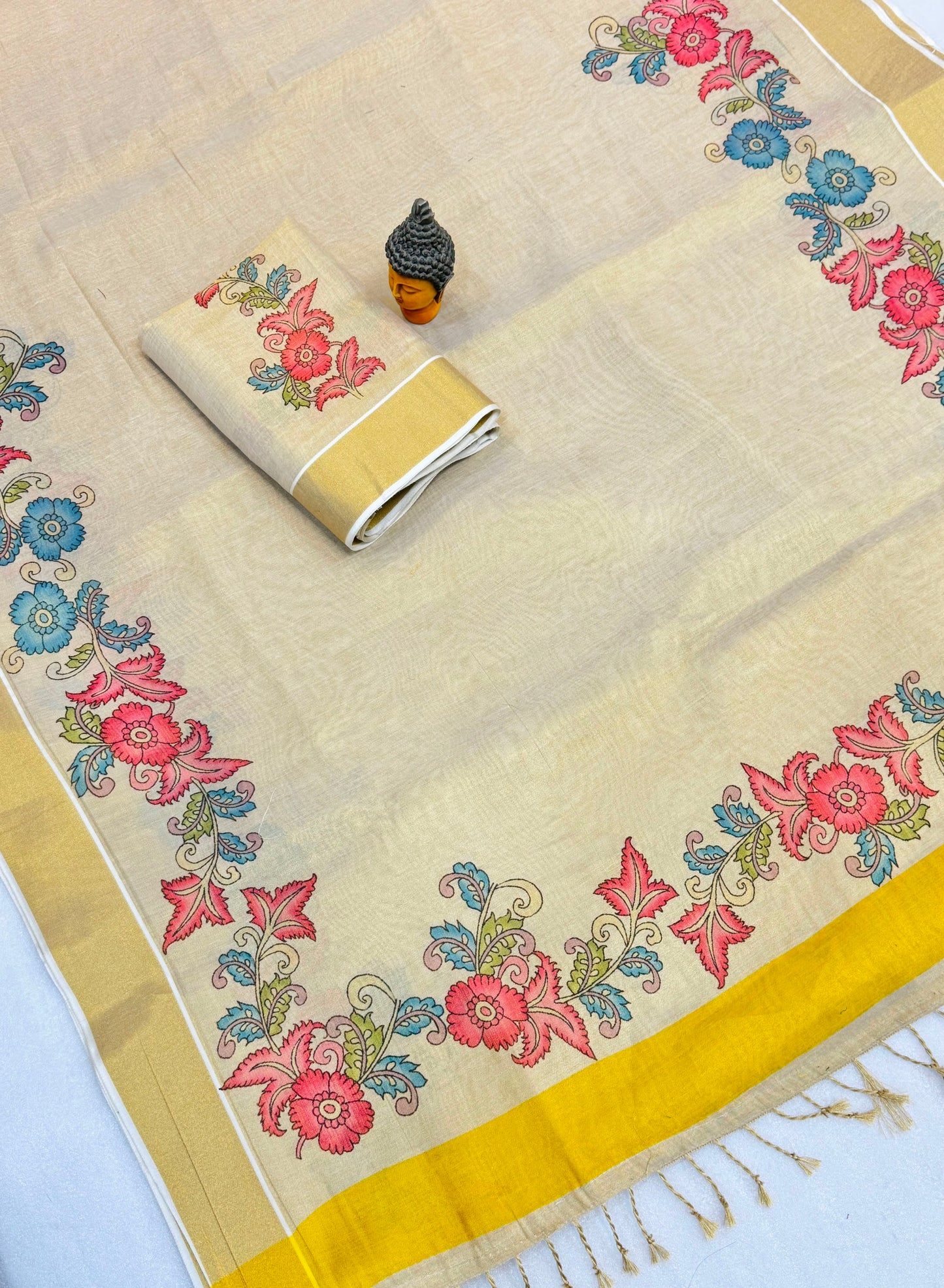 Kerala Tissue Saree with Digital Motif Prints – 79 AED