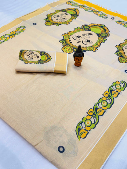 Kerala Tissue Saree with Digital Motif Prints – 79 AED