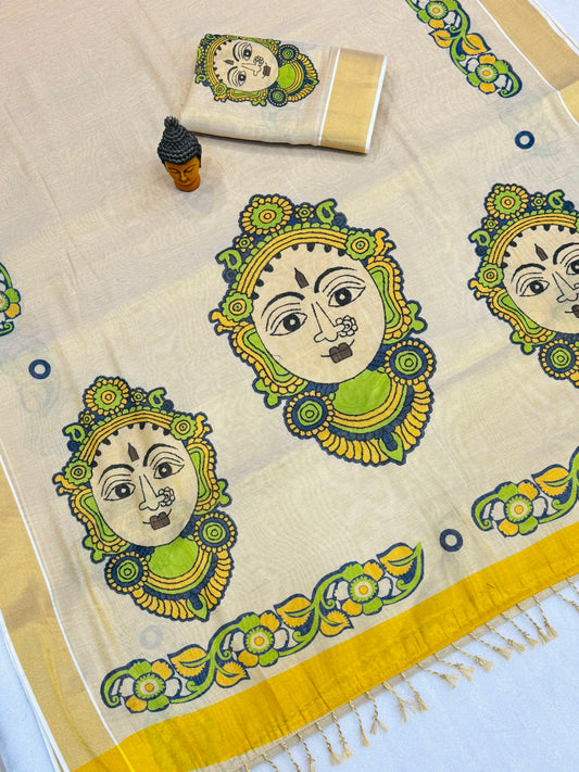 Kerala Tissue Saree with Digital Motif Prints – 79 AED