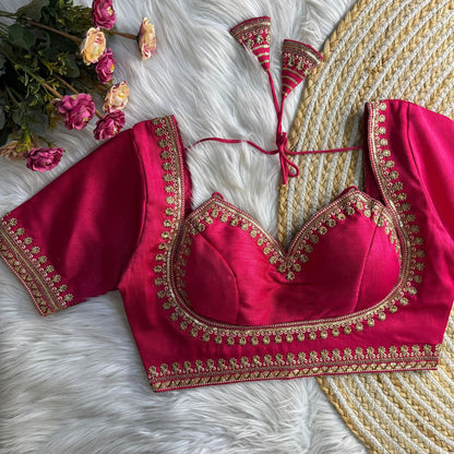 Readymade Soft Semi Silk Madhubala Pattern Halter Neck Blouse – 69 AED