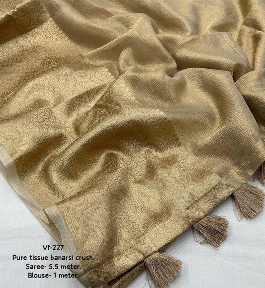 Banarasi Tissue Silk Saree with Embroidered Semi Silk Blouse – 125 AED