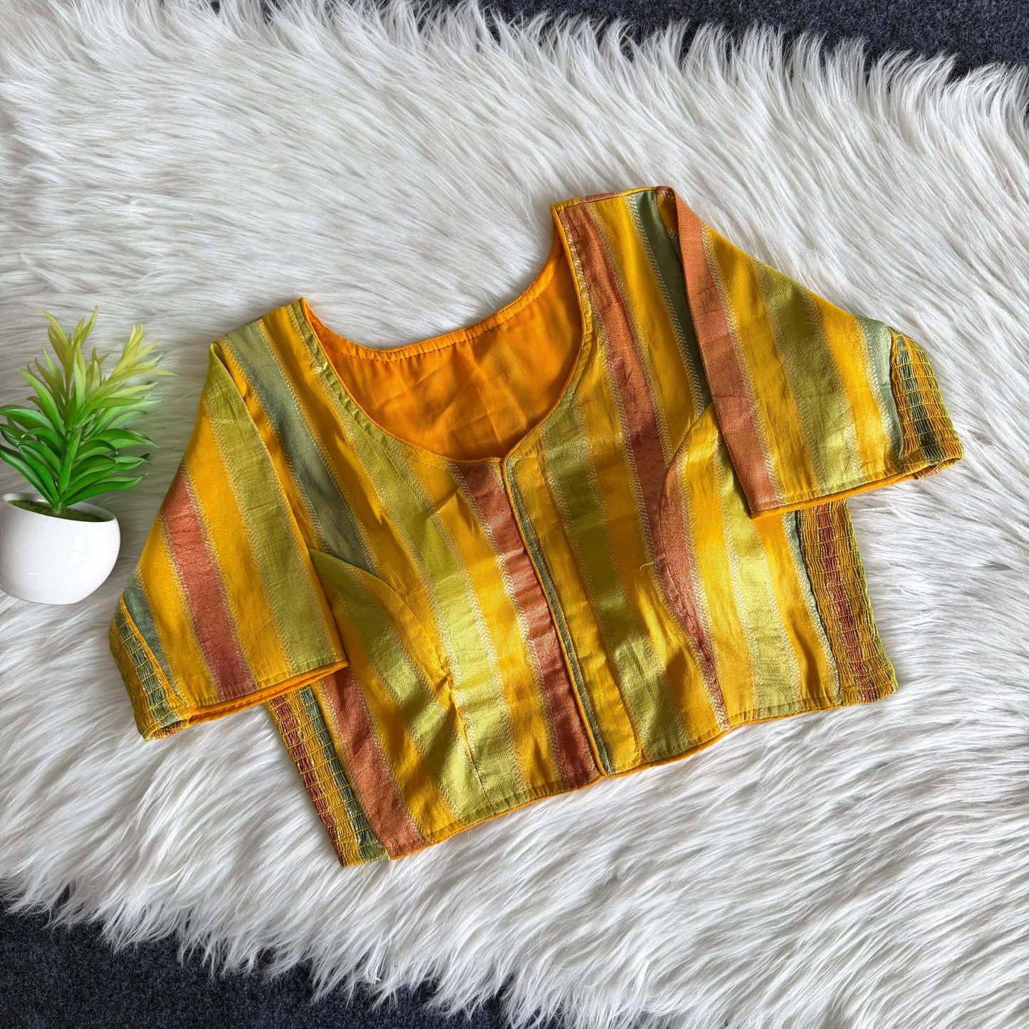 Side Elastic Stretchable Banarasi Silk Blouse – 55 AED