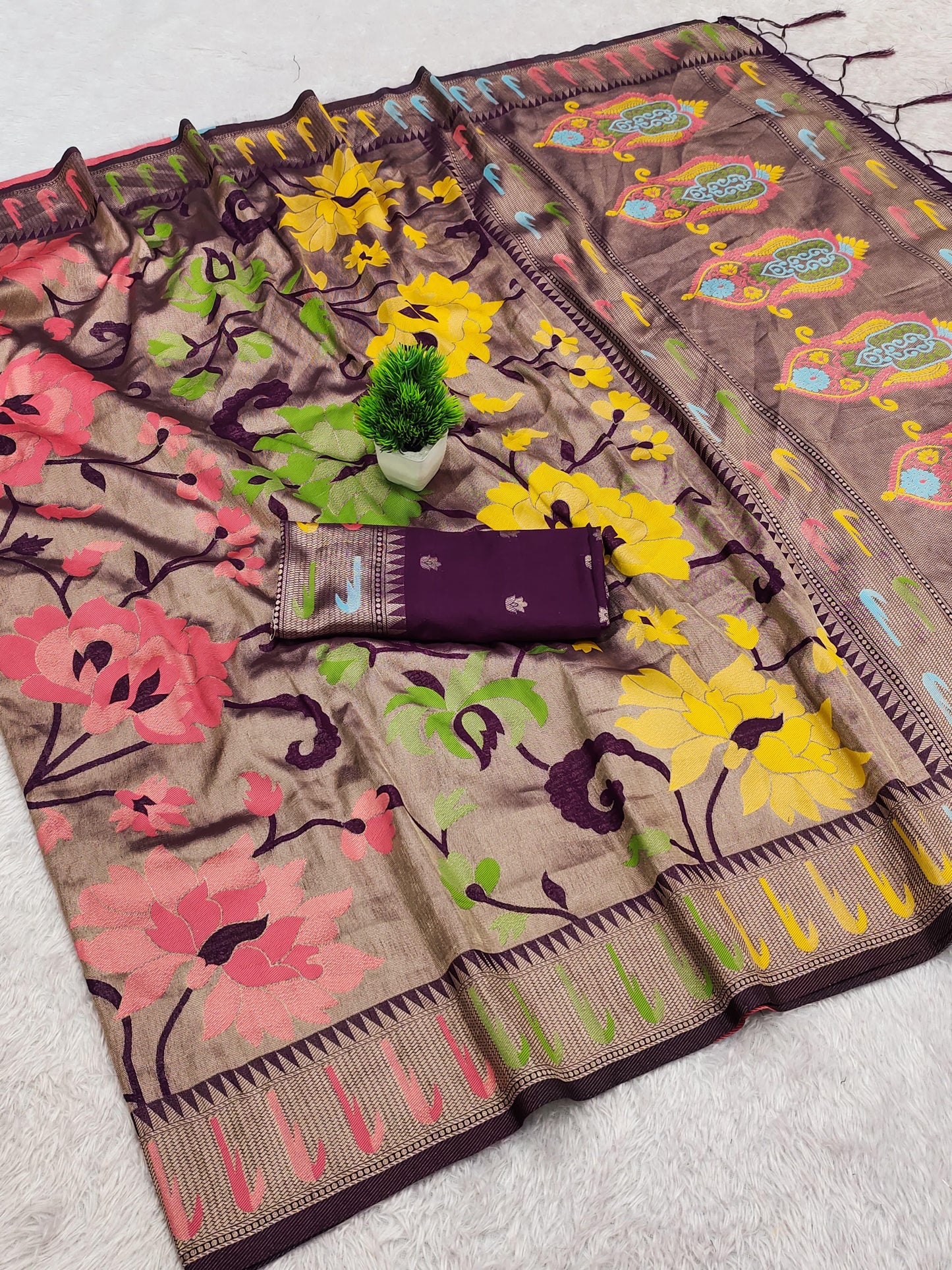 Tissue Paithani Silk Saree – 99 AED