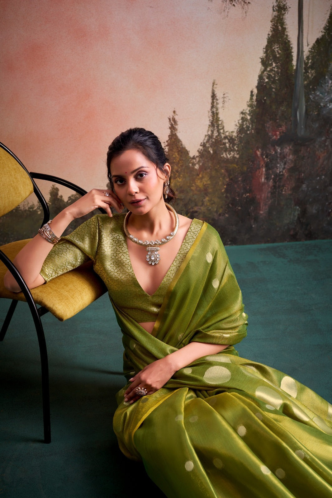 Tissue Silk Saree with Polka Zari Weaving – 115 AED