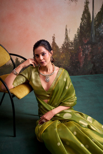 Tissue Silk Saree with Polka Zari Weaving – 115 AED