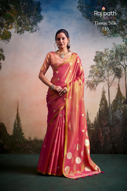 Tissue Silk Saree with Polka Zari Weaving – 115 AED