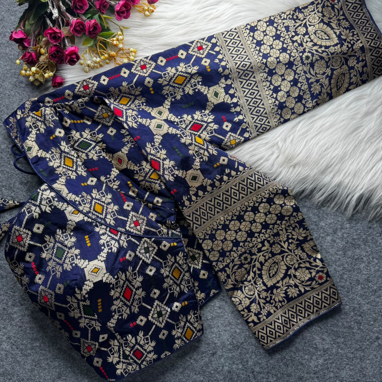 Meenakari Brocade Silk Readymade Long Sleeve Blouse – 50 AED