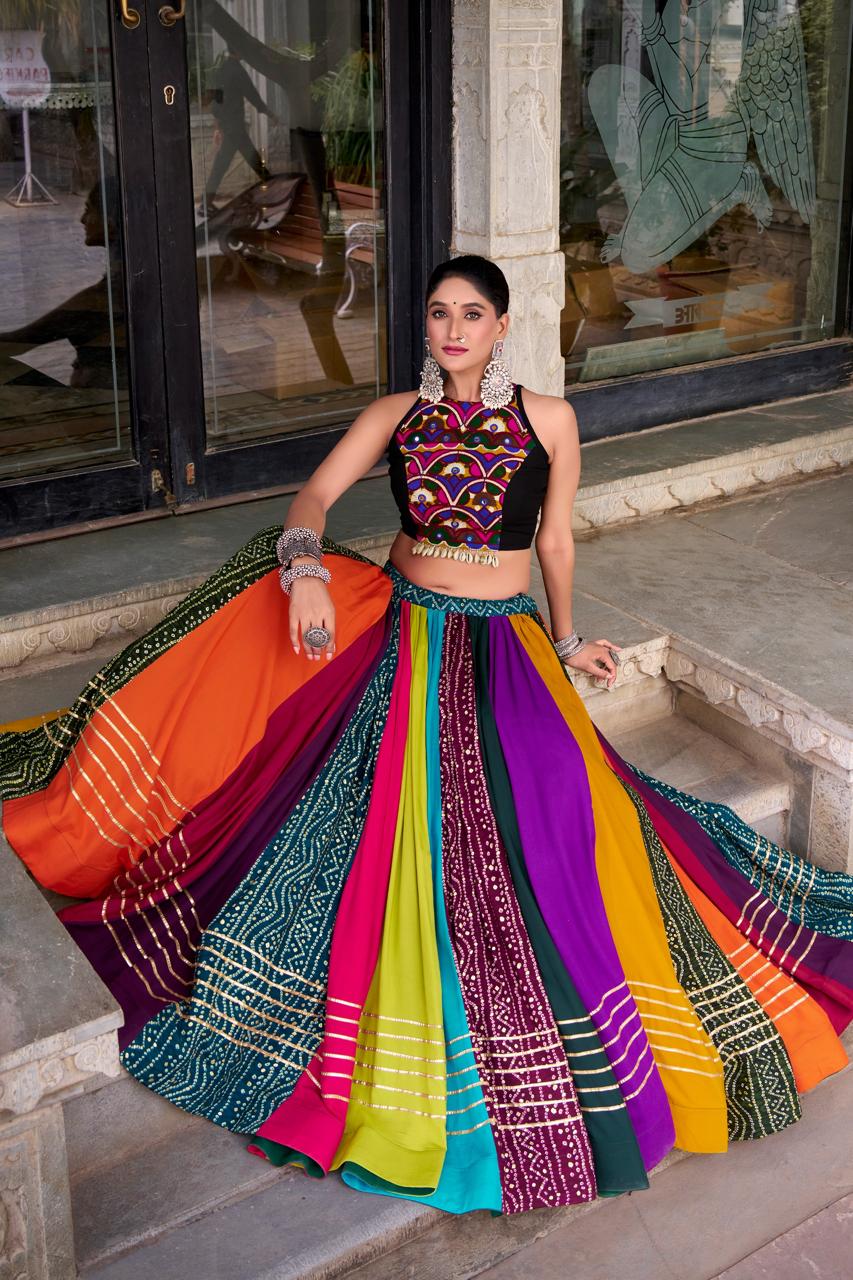 Navaratri Special Rayon Multi-Shaded Lehenga