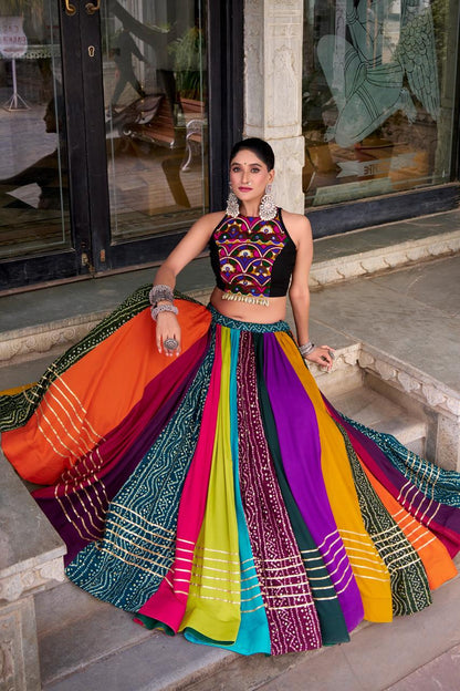 Navaratri Special Rayon Multi-Shaded Lehenga