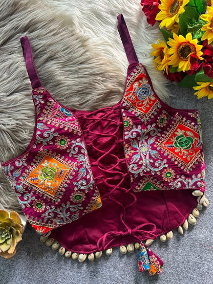 Navaratri Position Thread Embroidered Readymade Blouse