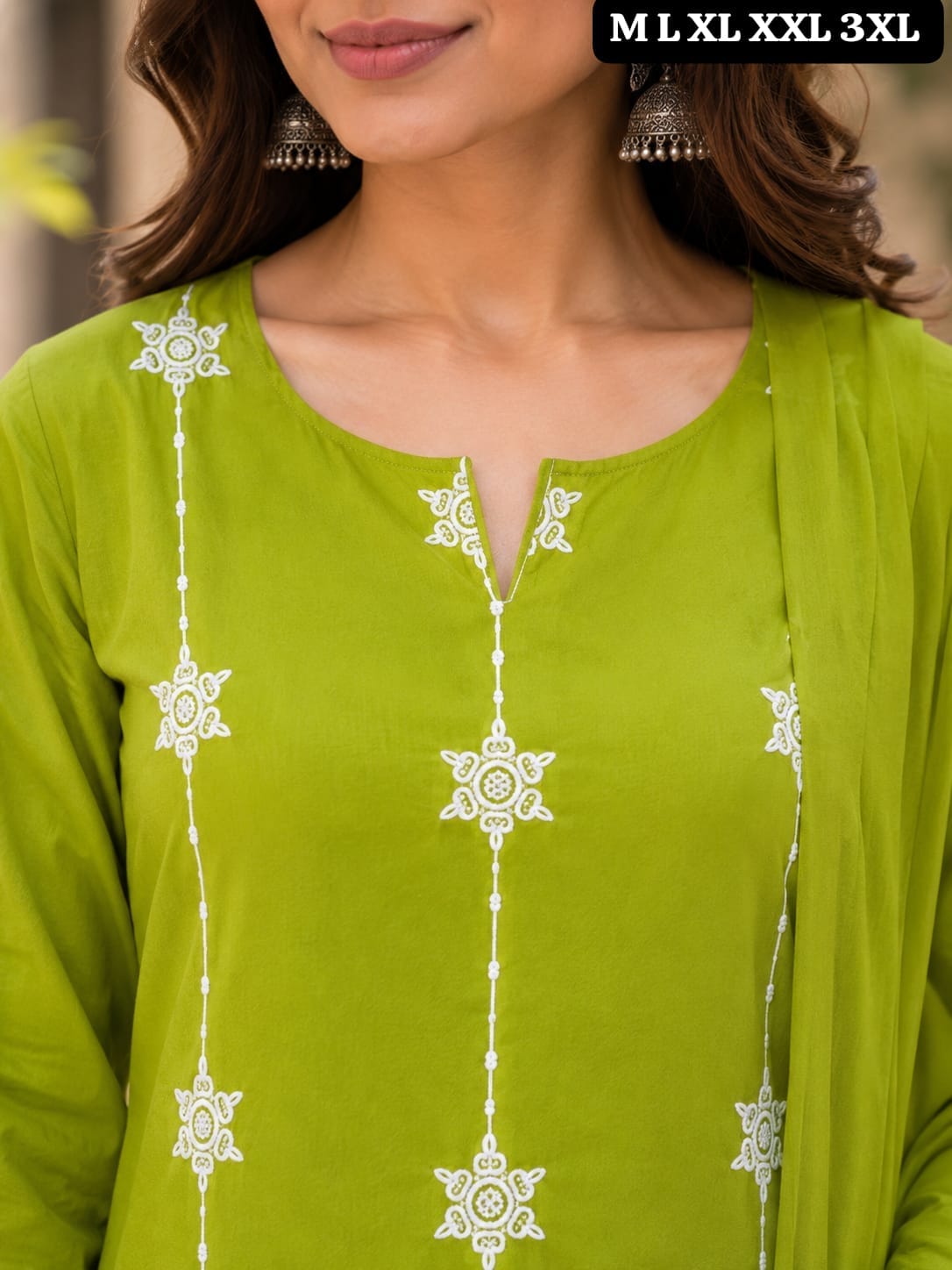 Readymade Embroidered Suit with Mul Cotton Dupatta