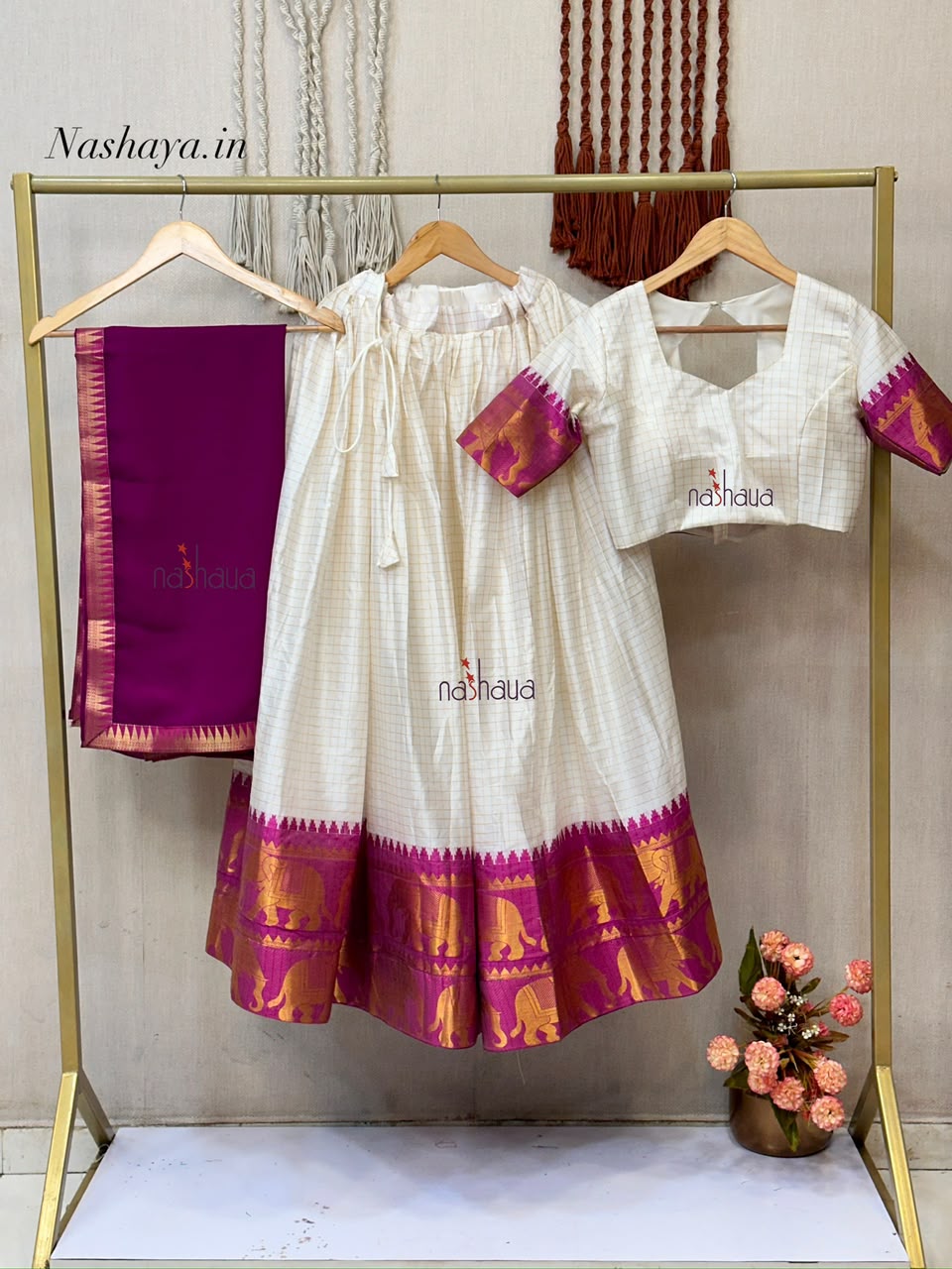 Readymade Jacquard Cotton Silk Dhavani / Half Saree – 119 AED