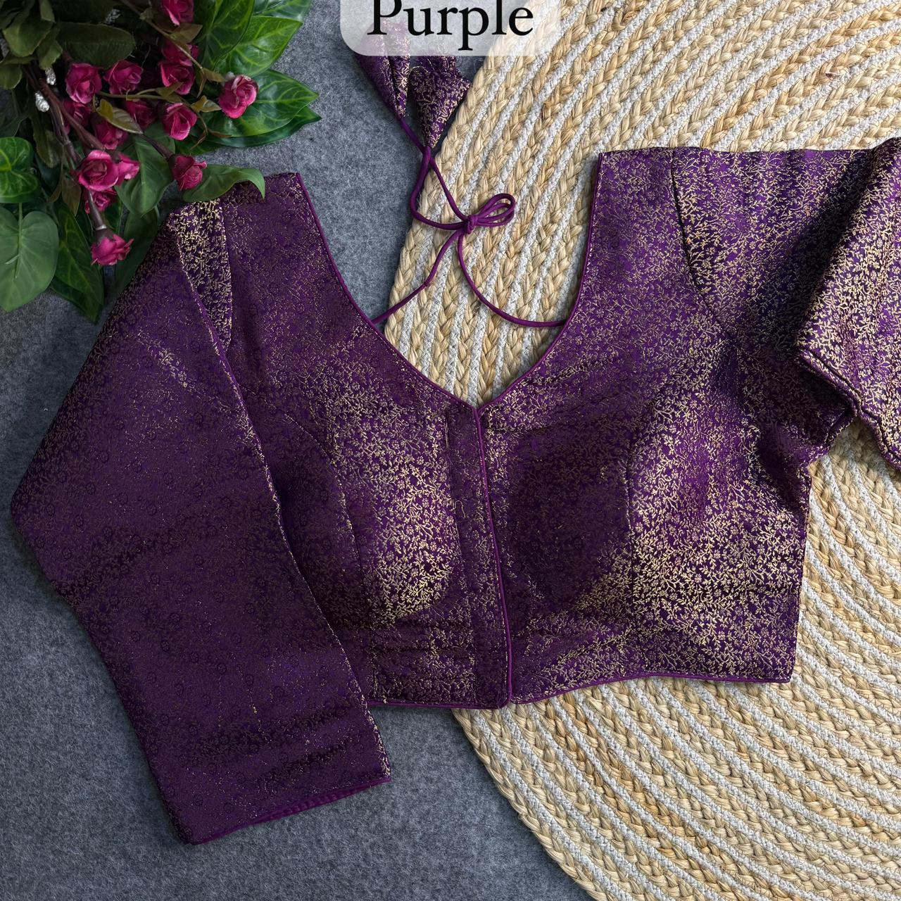 Banarasi Brocade Silk Readymade Long Sleeve Blouse – 50 AED
