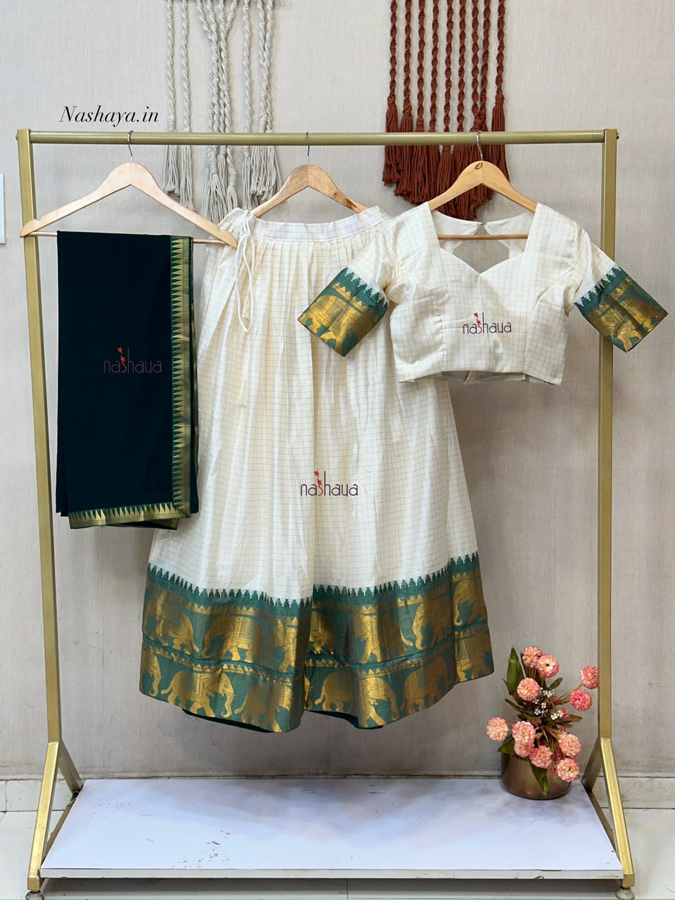 Readymade Jacquard Cotton Silk Dhavani / Half Saree – 119 AED