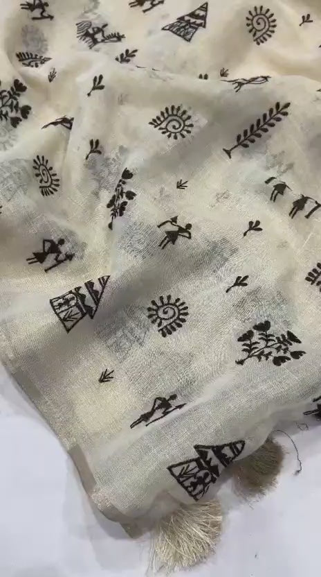 Linen Slub Cotton Embroidered Sarees – 99 AED