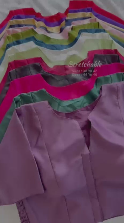 Soft Maslin Silk Elastic Stretchable Blouse – Plus Size – 50 AED